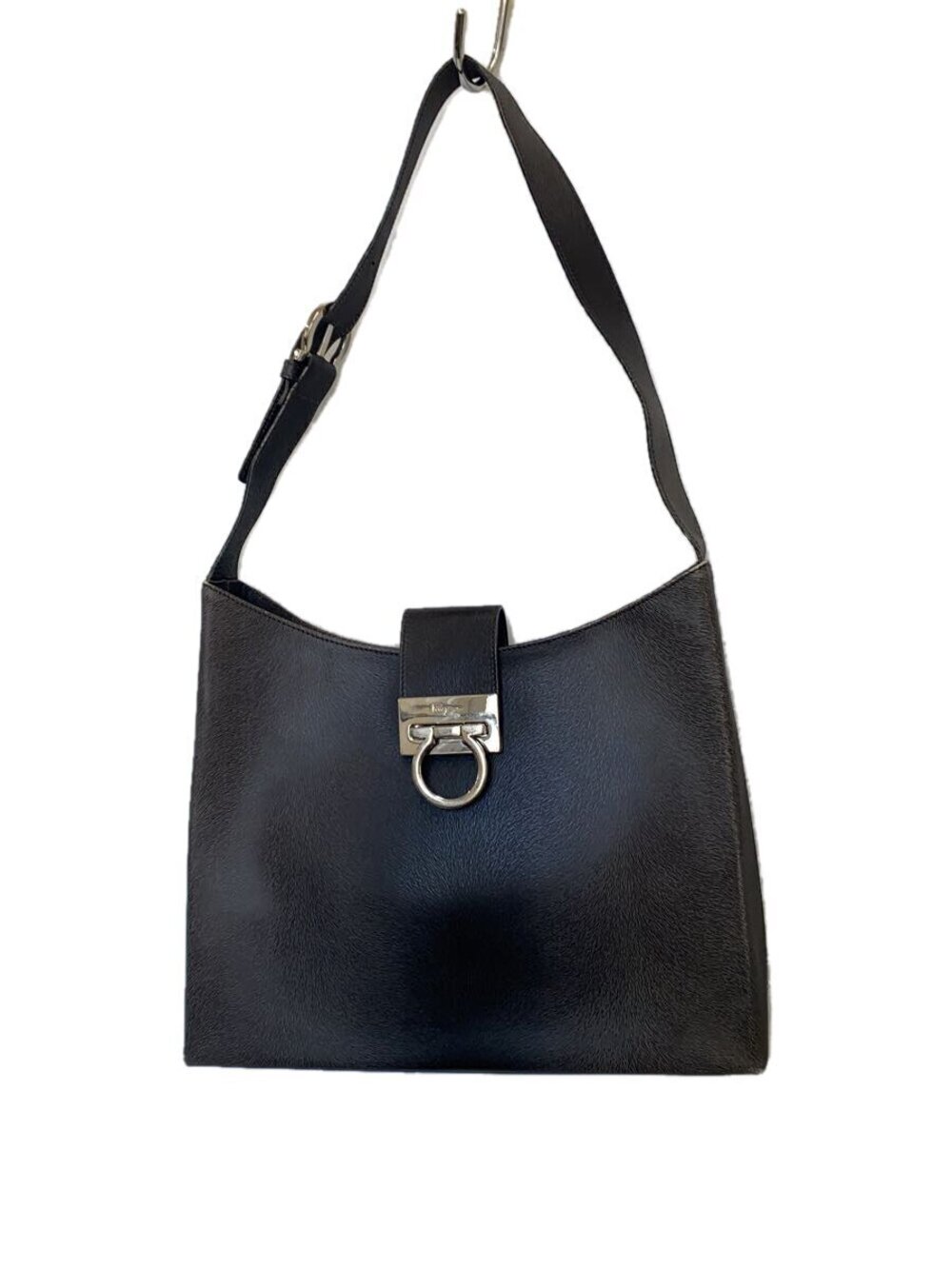Salvatore Ferragamo Gancini black leather shoulder bag